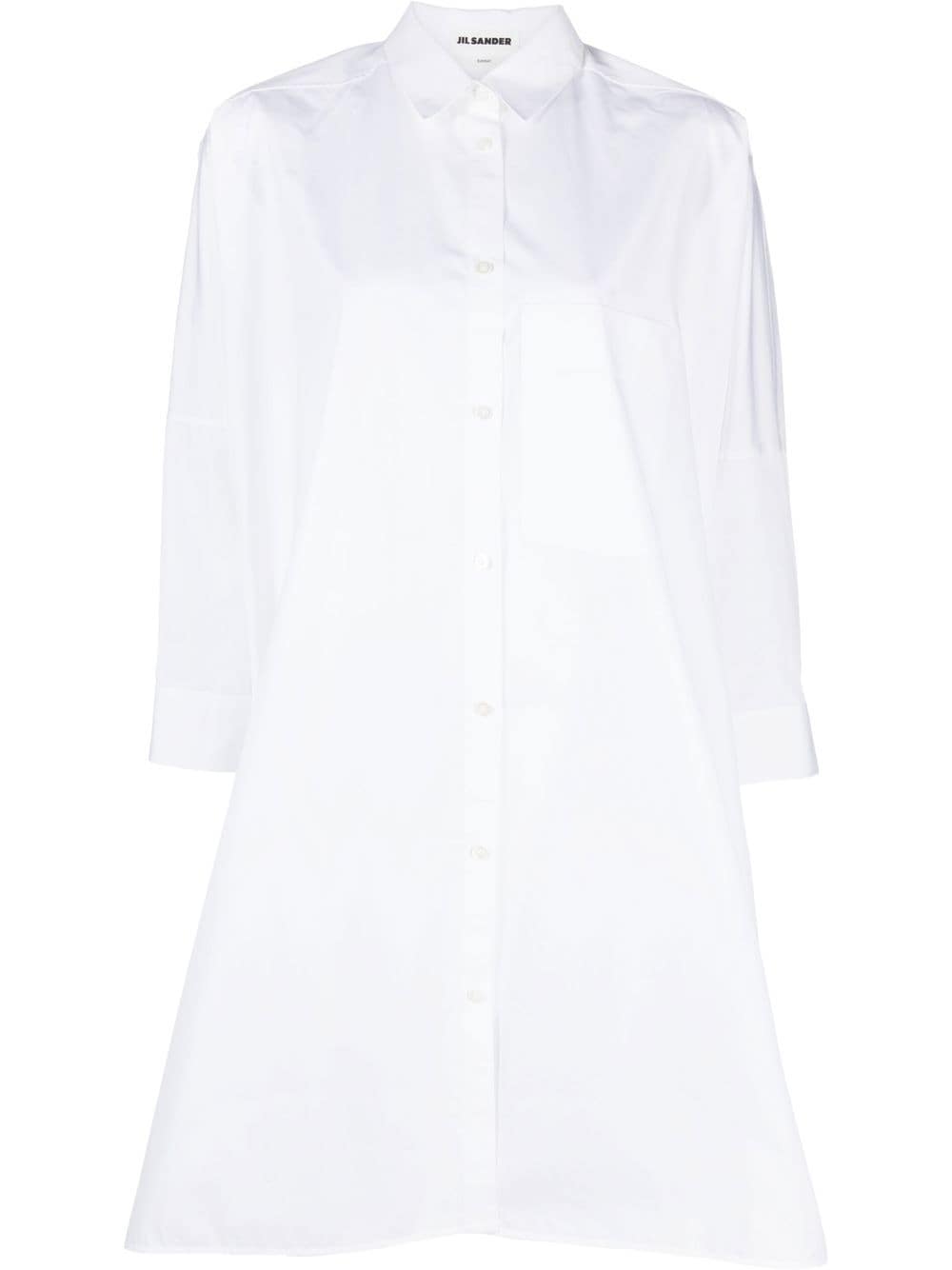 JIL SANDER White Oversized Cotton Shirt Dress for Women - A-Line, Long Sleeves, Knee-Length