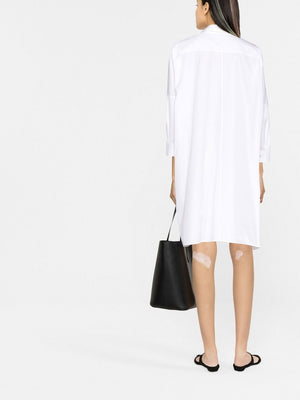 JIL SANDER White Oversized Cotton Shirt Dress for Women - A-Line, Long Sleeves, Knee-Length