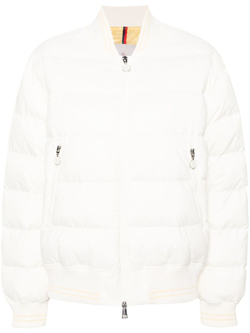 MONCLER White Striped Bomber Jacket for Women - SS24 Collection