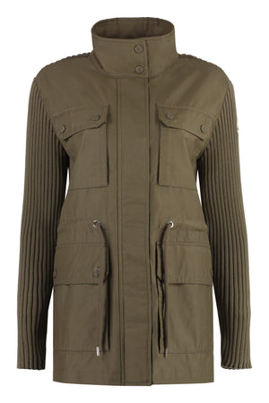 MONCLER Green Cotton Panel Cardigan for Women | SS24 Collection