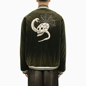 MAISON MIHARA YASUHIRO	 Green Cotton Bomber Jacket with Embroidered Details for Men