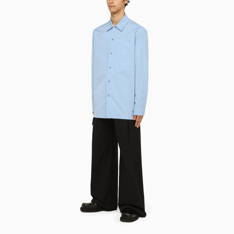 男士灰藍色大碼棉質襯衫- SS24