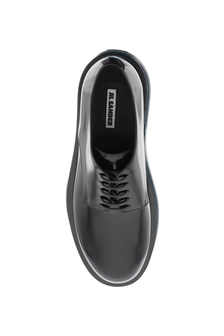 JIL SANDER Luxurious Brushed Leather Derby Dress Shoes for Men in Black