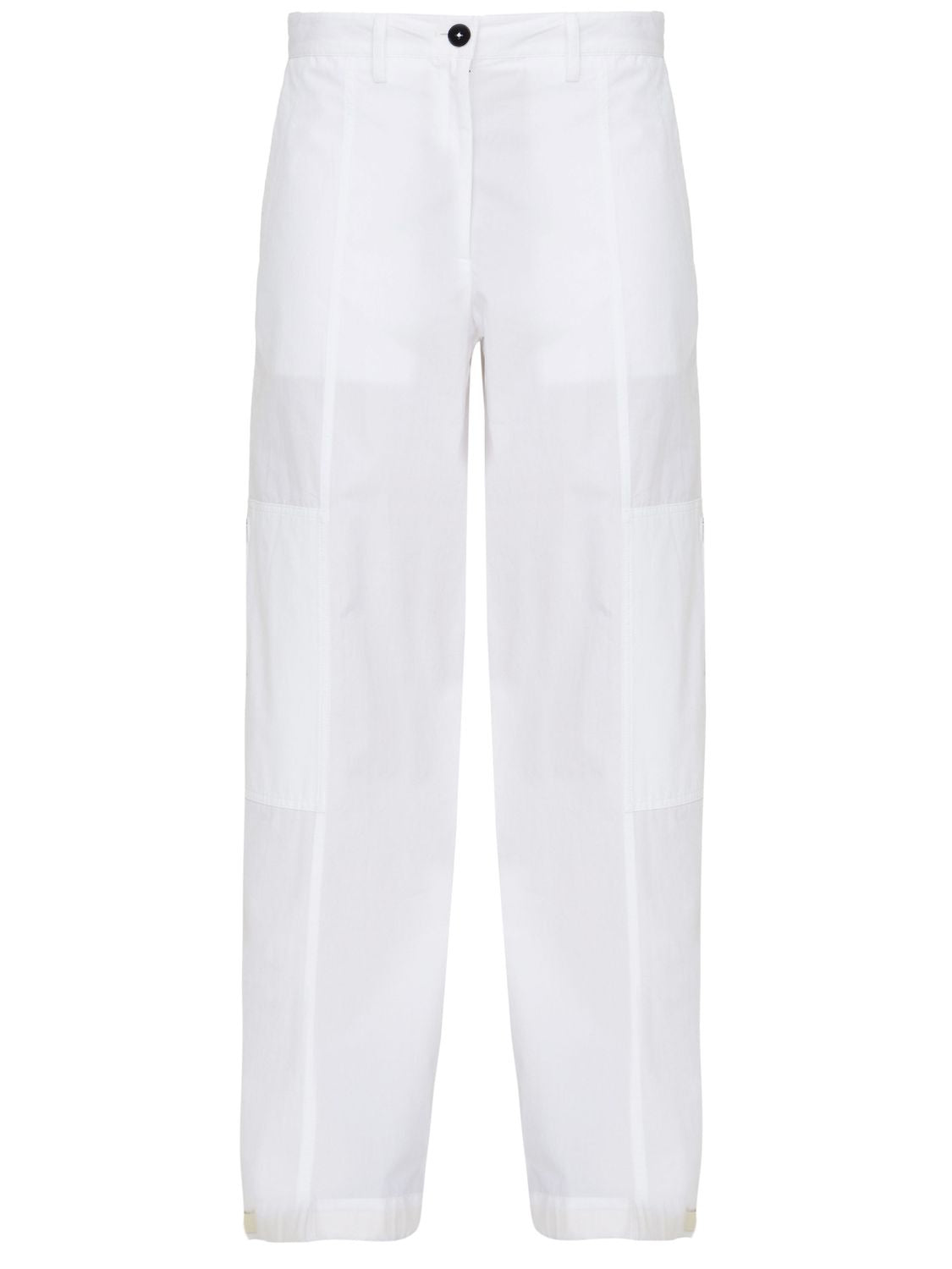 白色棉质阔腿货运裤-SS23系列
