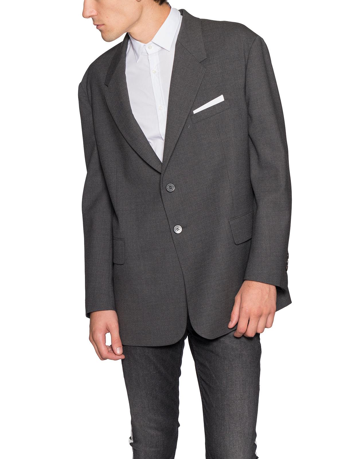 NEIL BARRETT Grey Oversized Wool Jacket for Men