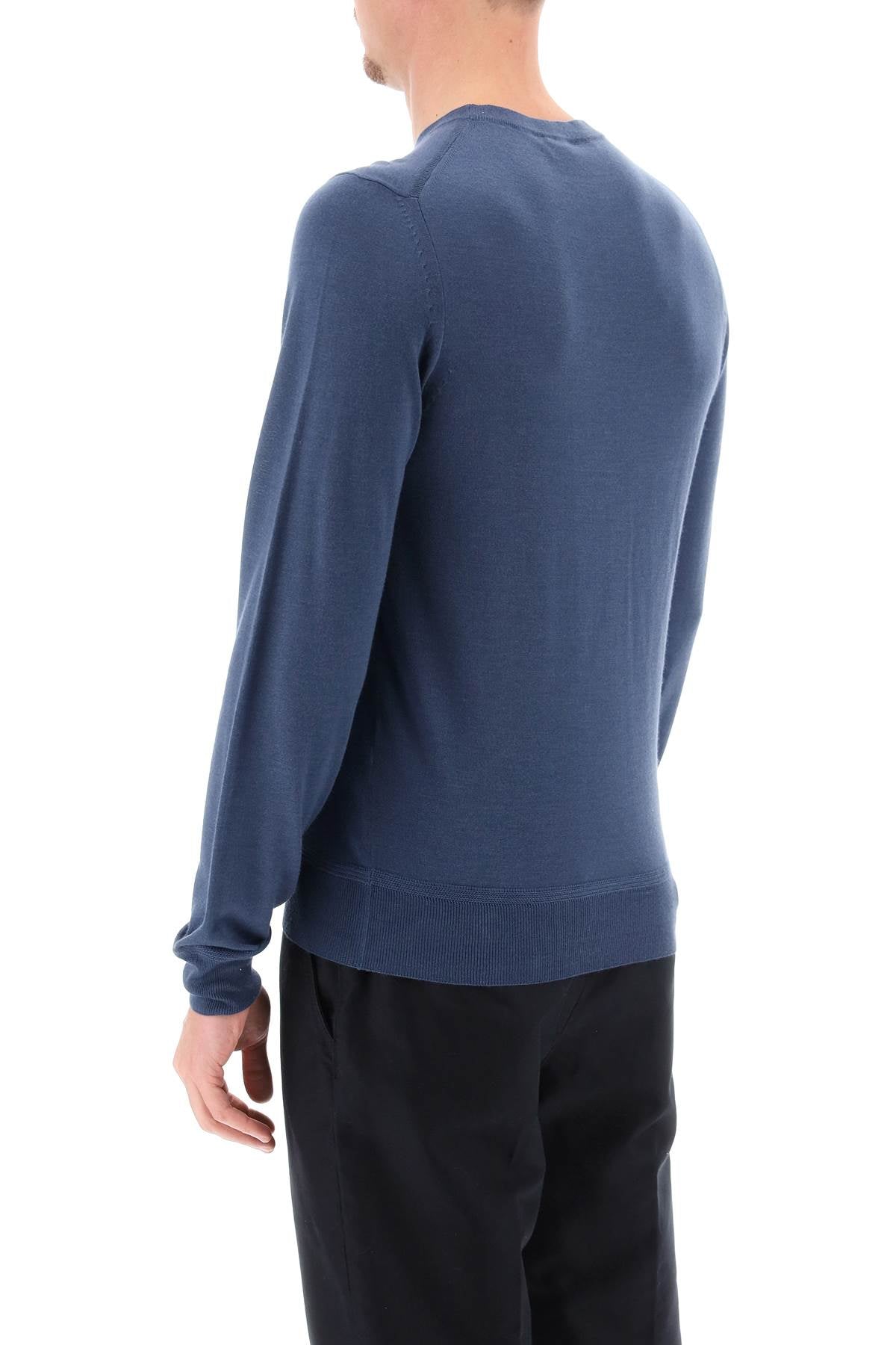 TOM FORD Men's Light Silk-Cashmere Sweater in Blue for Spring/Summer 2024