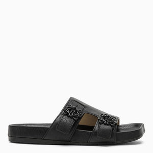 LOEWE Black Leather Slide Sandals for Women