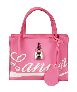 LANVIN Pink Leather Handbag with Silver-Tone Hardware and Removable Shoulder Strap