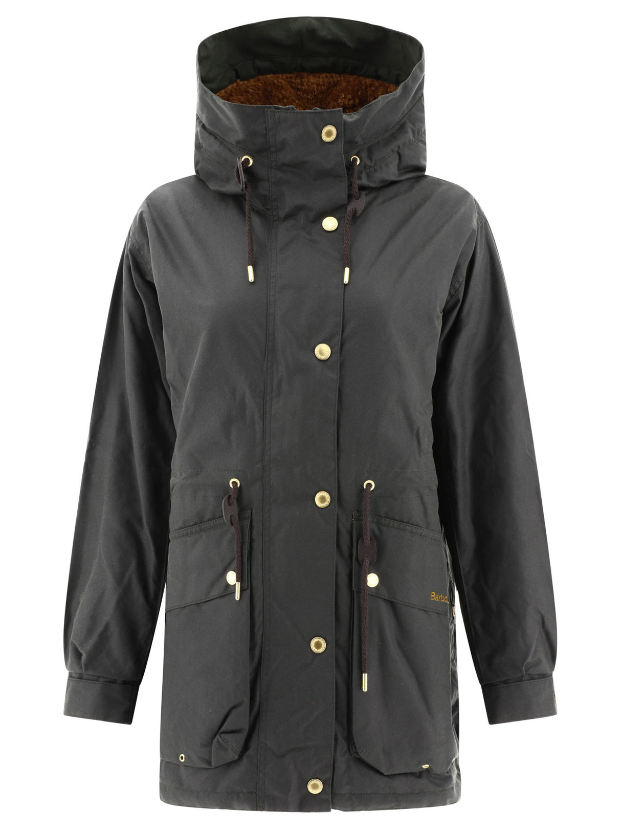 BARBOUR Green Wax Jacket for Women - Windproof with Flap Pockets