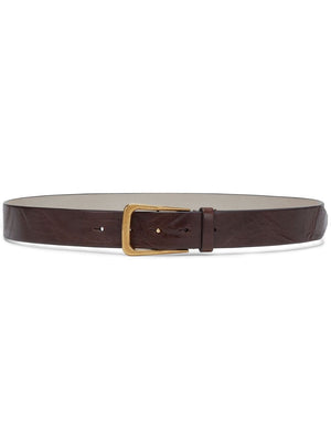 BRUNELLO CUCINELLI Brown Leather Belt with Gold-Tone Hardware for Women