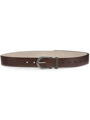 BRUNELLO CUCINELLI Brown 100% Leather Grained Texture Belt for Women - SS24
