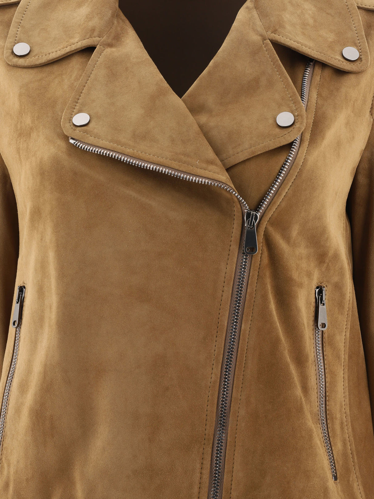 时尚棕色雾纹女士摩托夹克 - SS24款式