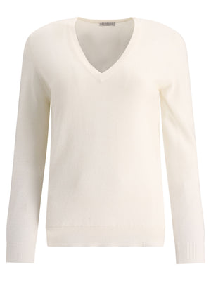 BRUNELLO CUCINELLI Luxurious White Cashmere Sweater for Women
