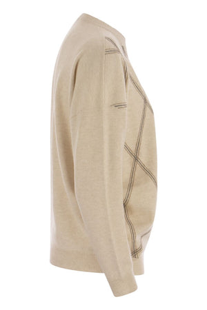 BRUNELLO CUCINELLI Luxurious Beige Crew-Neck Sweater for Women - FW23