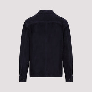PAUL SMITH Men's Blue Suede Leather Shirt for FW23