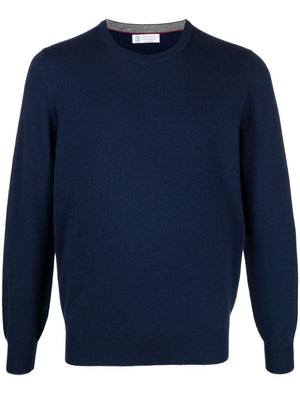BRUNELLO CUCINELLI Luxury Navy Blue Cashmere Sweater for Men - SS24