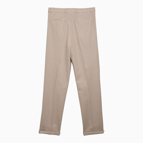 BRUNELLO CUCINELLI Beige Cotton Chino Trousers for Men SS24