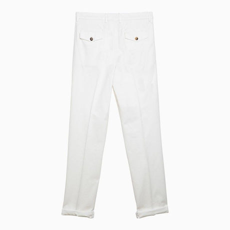 BRUNELLO CUCINELLI Men's White Cotton Trousers for SS24