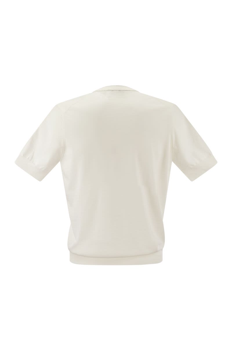 男士棉质夏季T恤-短袖, 圆领, 浅米色