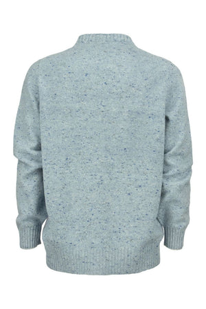 BRUNELLO CUCINELLI Luxurious Blue Crew-Neck Wool and Cashmere Mix Sweater for Men - FW22 Collection