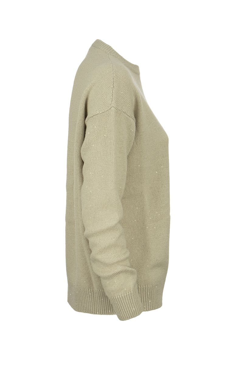 BRUNELLO CUCINELLI Luxurious Cashmere and Silk Crew-Neck Sweater for Women in Beige