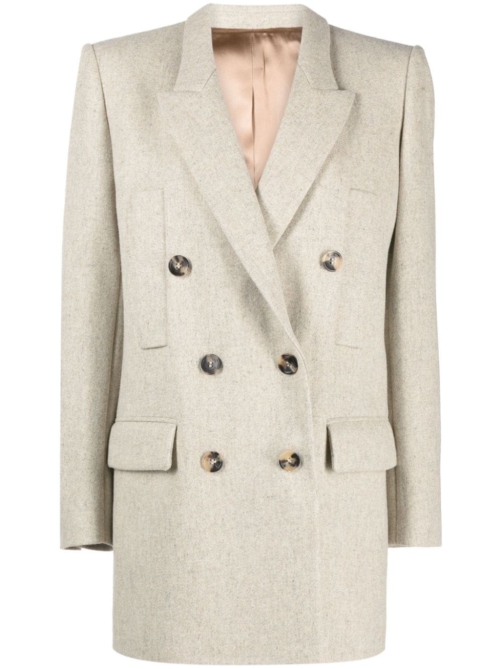 ISABEL MARANT Mélange-effect Double-breasted Wool-blend Blazer for Women in Beige - FW23 Collection