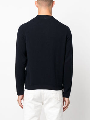 COLOMBO Luxurious Navy Blue Cashmere Sweater for Men from FW23 Collection