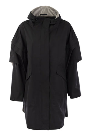 HERNO Black Laminar Jacket with Detachable Hood and Sleeves for Women