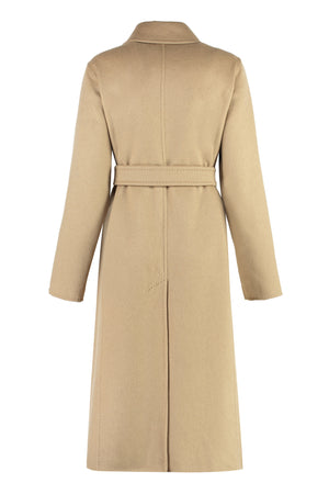 MAX MARA Cozy Cashmere Jacket for Women with Coordinated Waist Belt and Slit Hem in Beige