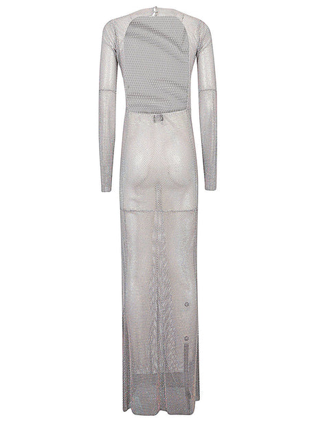 SANTA BRANDS Women's Silver Maxi Dress with Rhinestone Detail for FW23