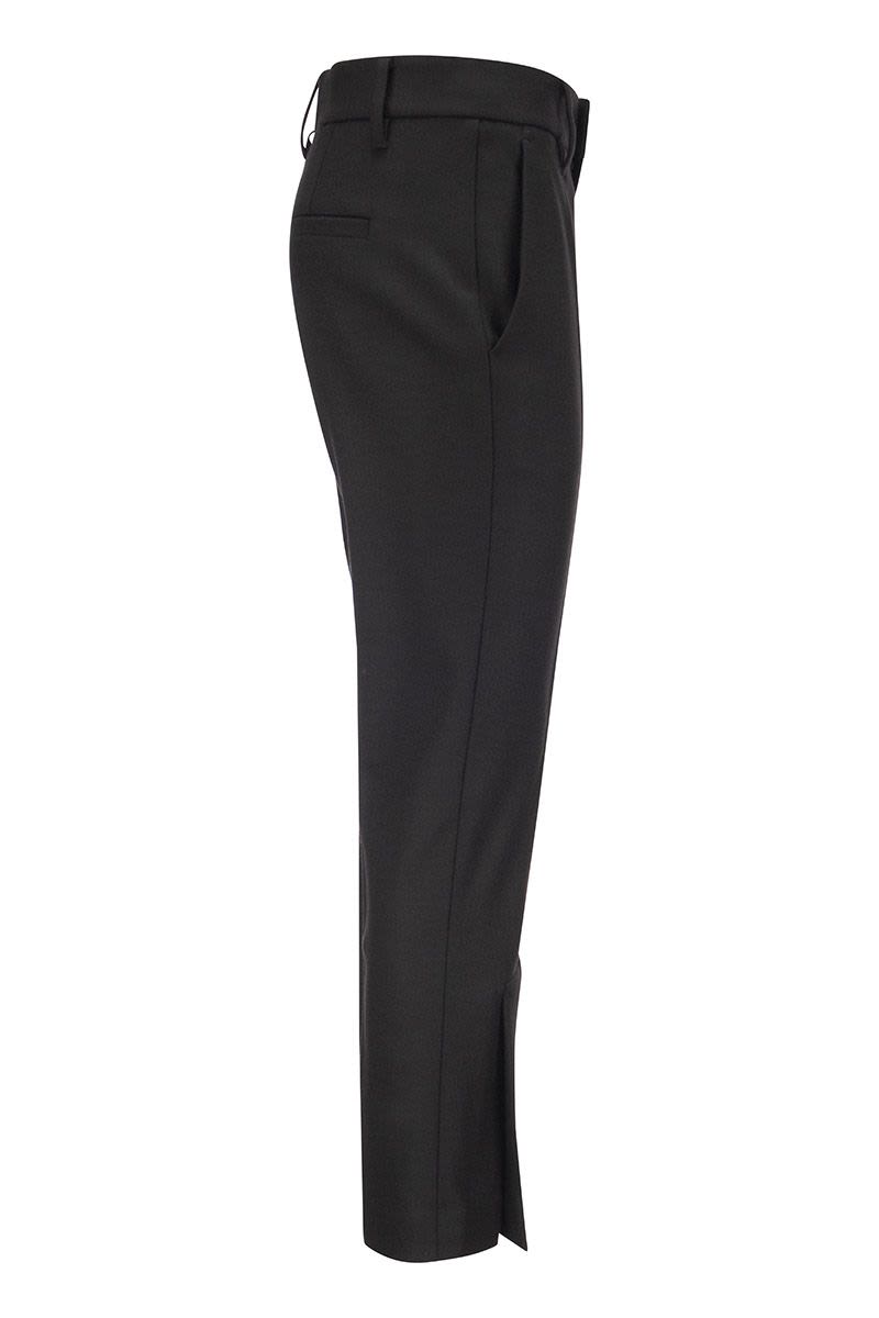 BRUNELLO CUCINELLI Slim Cigarette Trousers in Stretch Wool with Ankle Slit