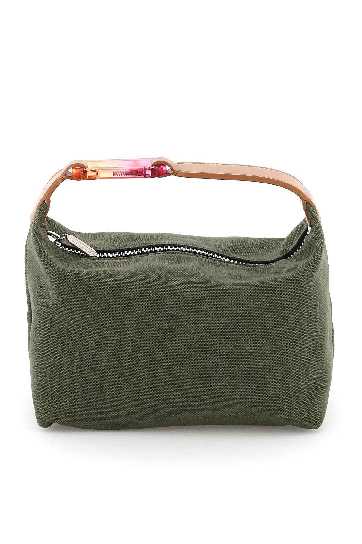 EÉRA Green Cotton Canvas Moonbag with Single Top Handle and Degrade Snap Hook