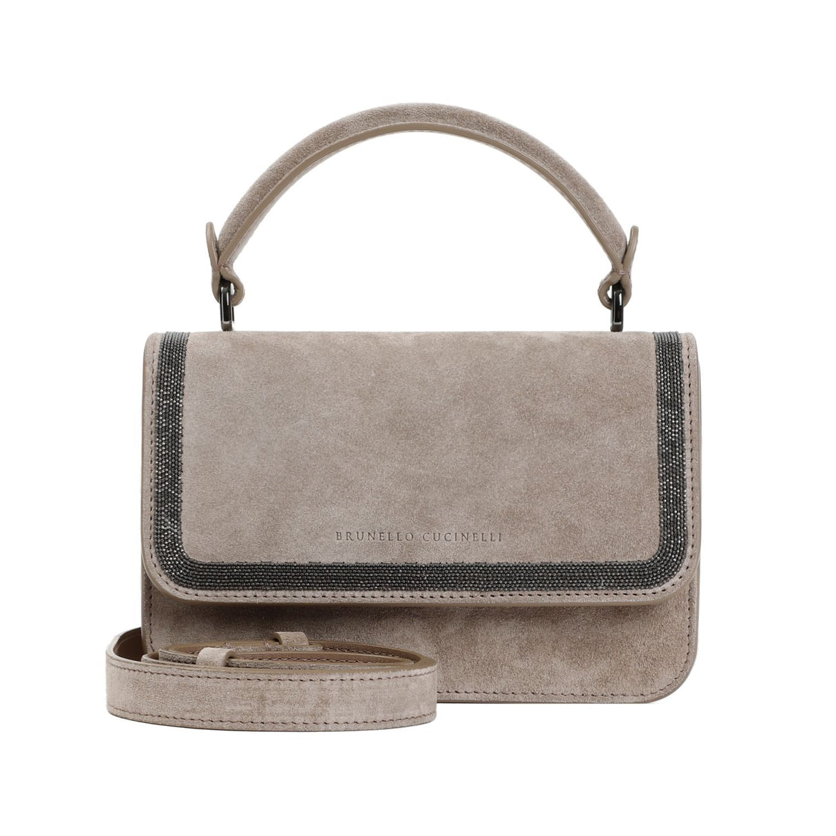 BRUNELLO CUCINELLI Gray Suede Handbag - Women's Shoulder & Crossbody Bag