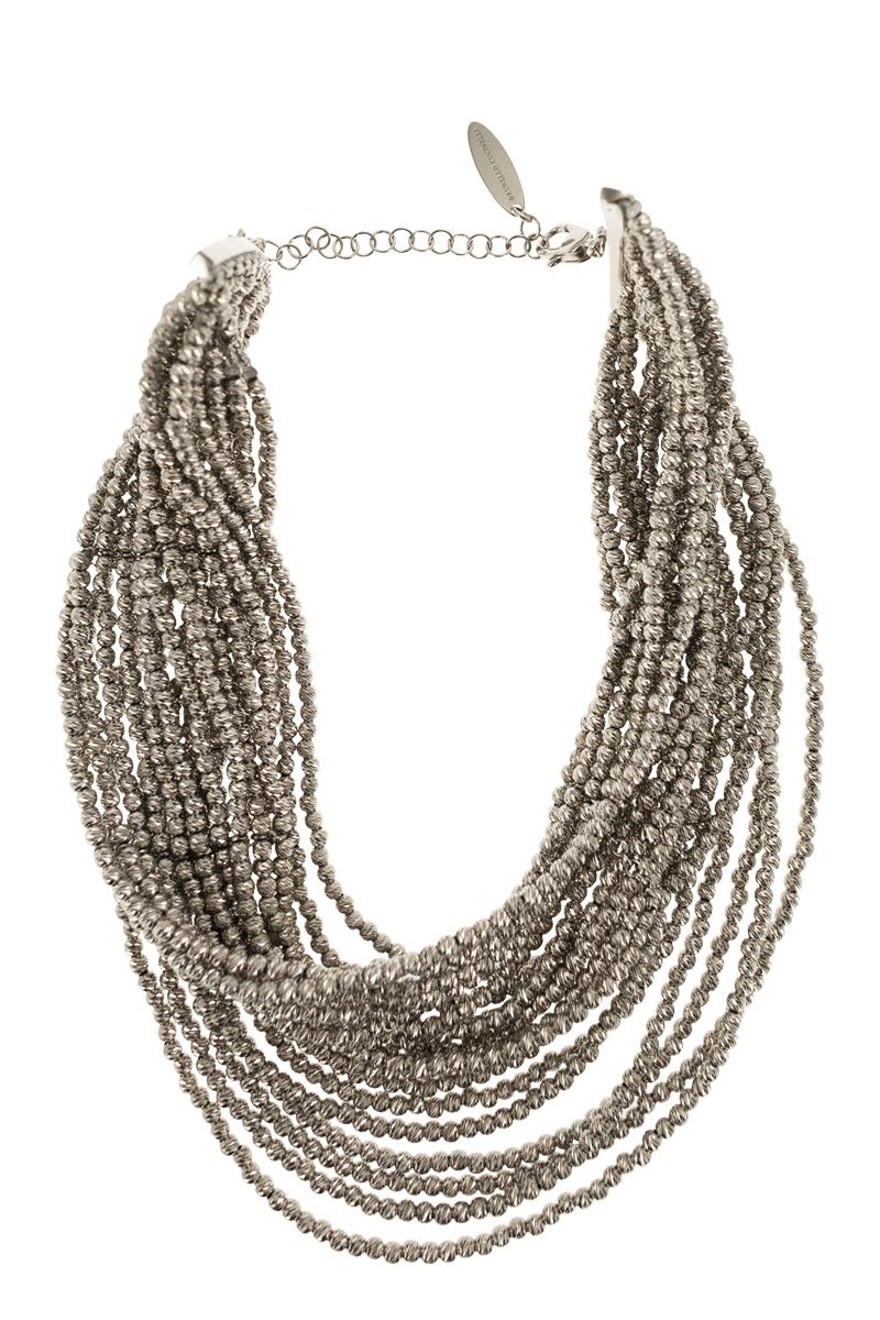 BRUNELLO CUCINELLI Contemporary 925 Silver Choker with Adjustable Closure for Women - Silver Sterling Necklace for SS24