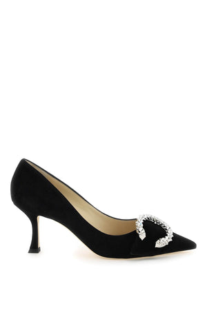 JIMMY CHOO Luxury Suede Pumps for Women - Pointed-Toe Design with Decorative Strap and Crystals