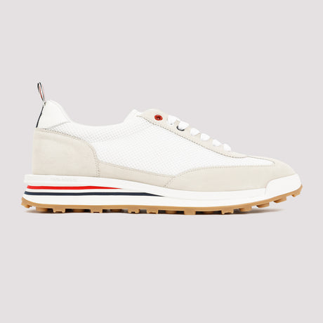 THOM BROWNE White Mesh and Suede Sneakers for Men