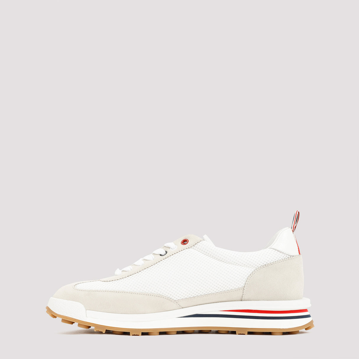 THOM BROWNE White Mesh and Suede Sneakers for Men