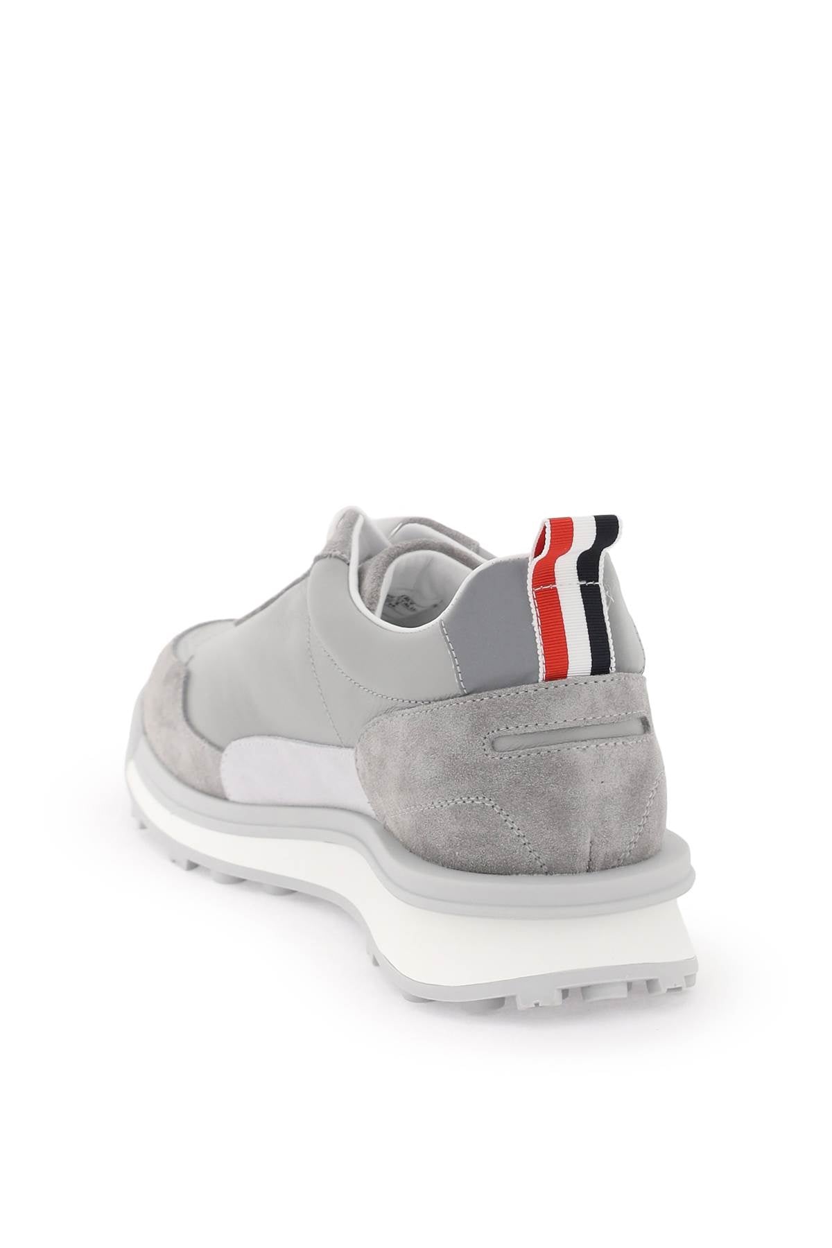 THOM BROWNE Men's Gray Leather Tricolor Sneakers for SS24