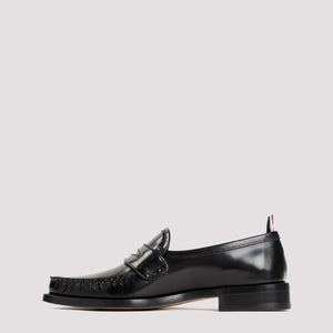 THOM BROWNE Black Pleated Varsity Loafers for Men - Spring/Summer 2024