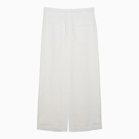 BRUNELLO CUCINELLI White Linen-Blend Skirt with Front Zip and Belt Loops for Women