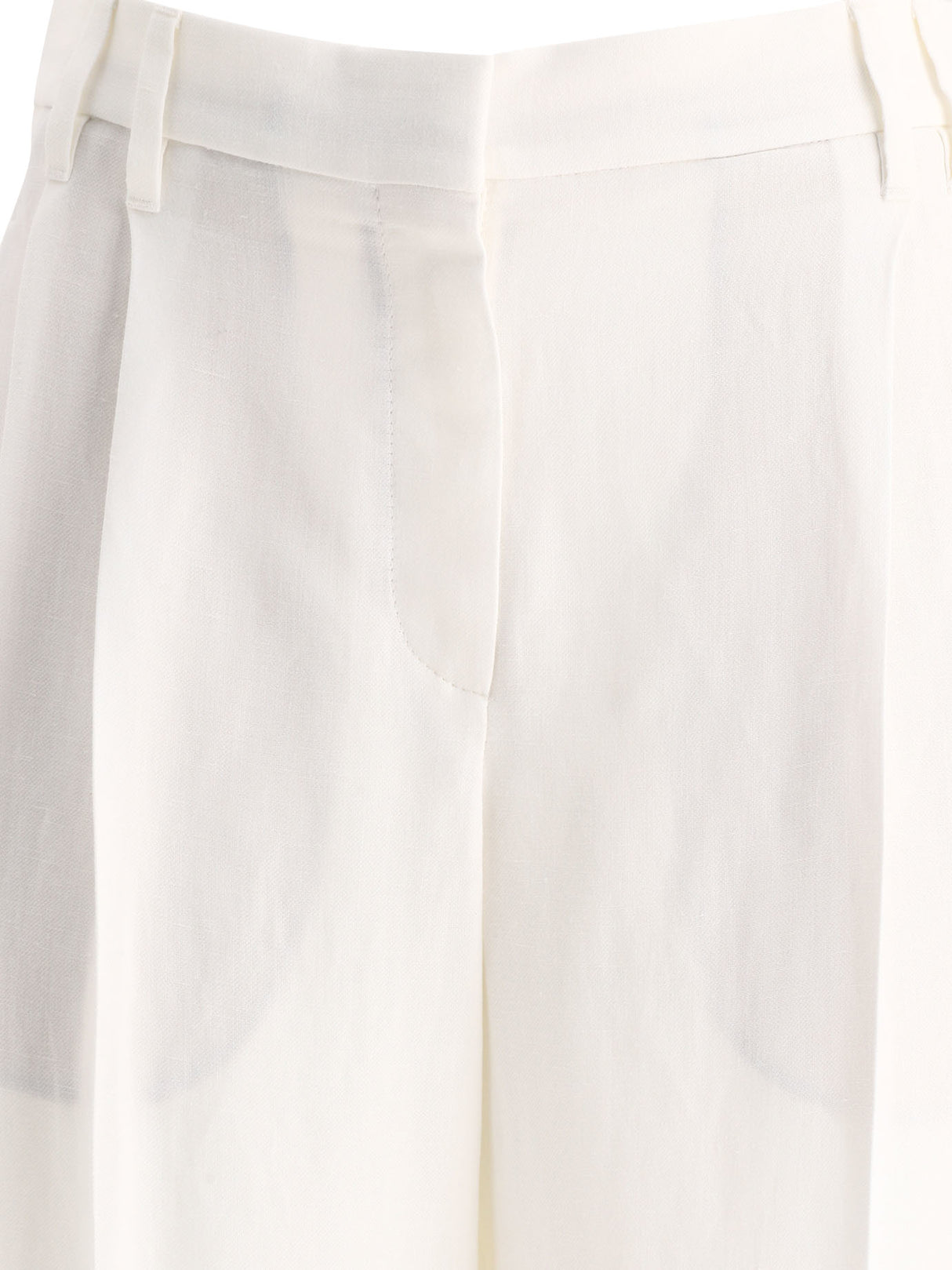 BRUNELLO CUCINELLI Slouchy Linen Trousers for Women in White - SS24