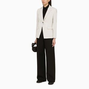BRUNELLO CUCINELLI Chalk White Linen and Cotton Single-Breasted Jacket for Women in SS24