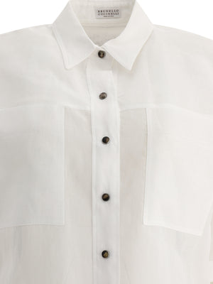 BRUNELLO CUCINELLI COTTON Light Knit SHIRT WITH SHINY TAB