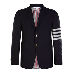 THOM BROWNE Men's Blue Two-Button Blazer with Tricolor Detail