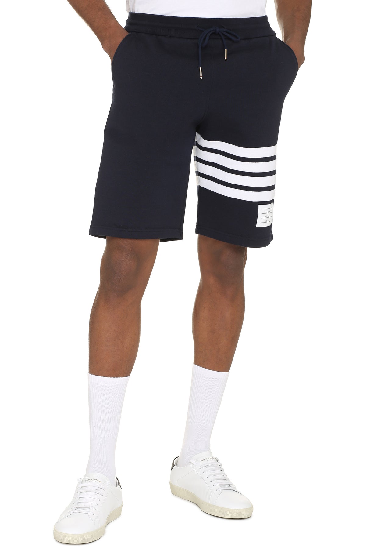 THOM BROWNE Men's Blue 4-Bar Sweat Shorts for Fall/Winter 2024