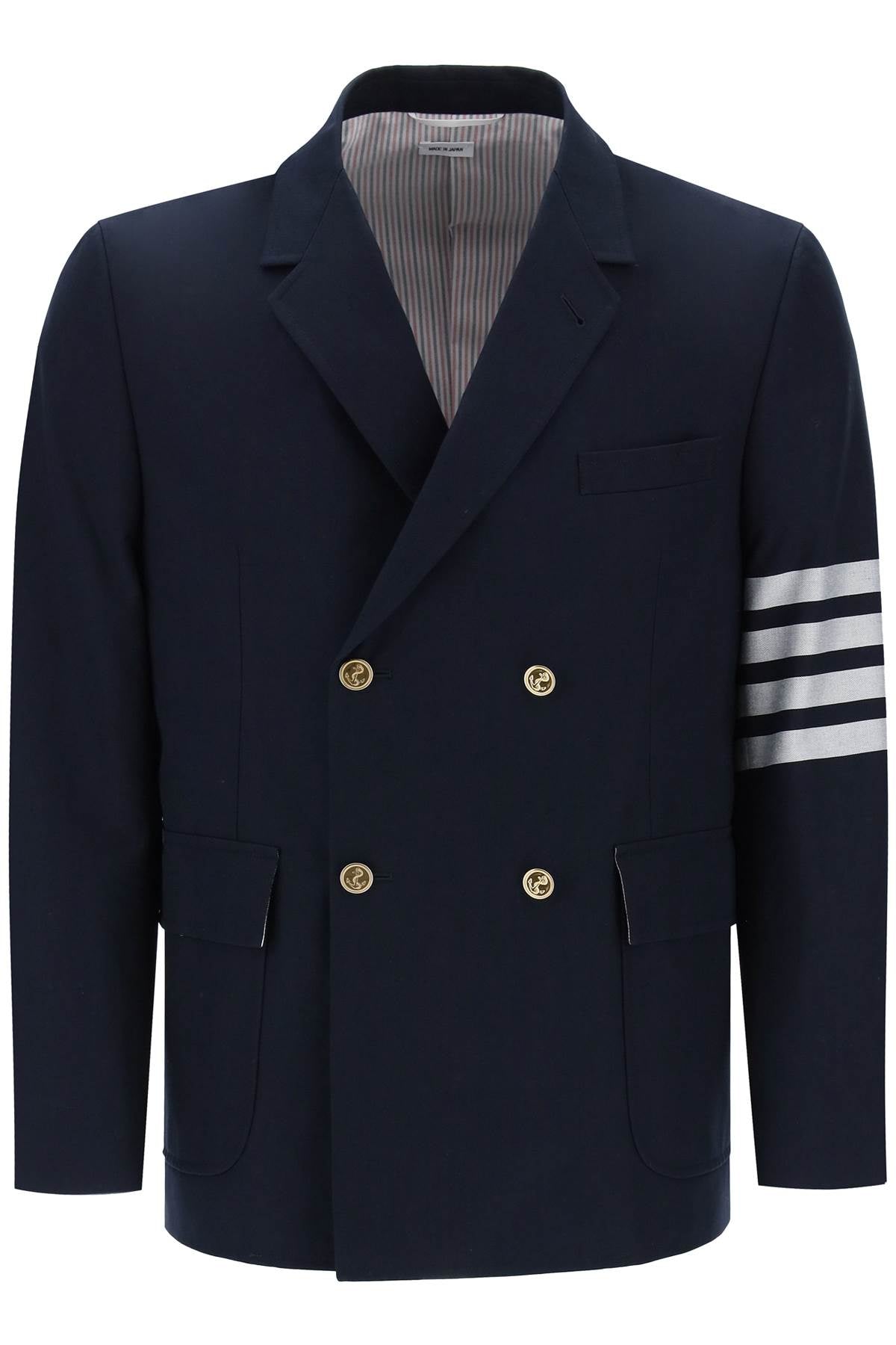 THOM BROWNE Deconstructed Double-Breasted Jacket with Nautical Button Detail