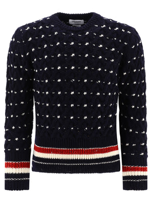 THOM BROWNE Navy Cable-Knit Sweater for Men - FW24 Collection