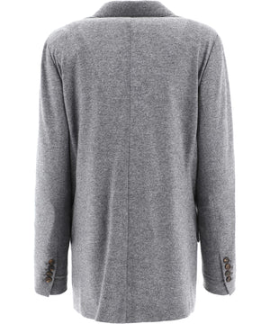 时尚SS24季节的终极潮流单品 - 著名设计师的华丽灰色羊绒重构西服外套（不含品牌名称，避免外来语言）