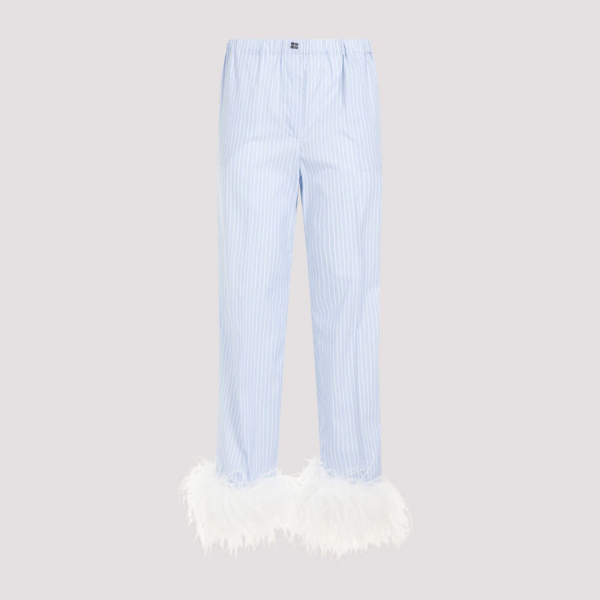MIU MIU Women's Blue Cotton Pants - SS24 Collection
