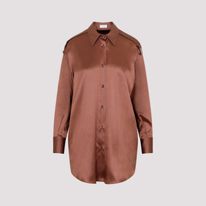 BRUNELLO CUCINELLI Luxurious Brown Silk Shirt for Women - FW22 Collection